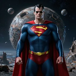 portrait of superman as darkseid, in space, on abandoned planet