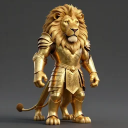 majestic lion wearing golden suit of armor, in unreal engine