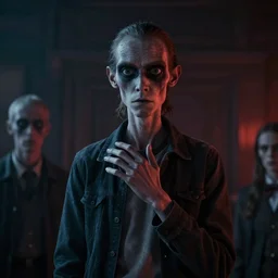 still photo of slenderman in stranger things ( 2 0 2 2 ), cinematic lighting, scene, cinematic