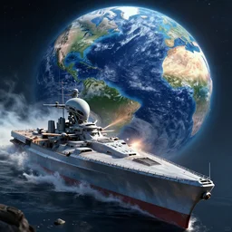 alien battleship fighting the earth, award winning, trending on artstation, unreal engine