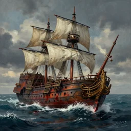 detailed matte painting of a pirate ship wreck piercing the sea, holocaust on the water, blood in the sea, detailed cinematic scene, by marc simonetti and greg rutkowski