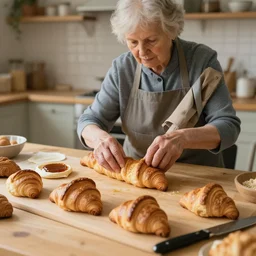 une mamie qui fait des croissant