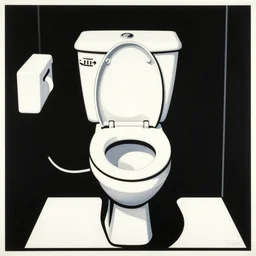 toilet by roy lichtenstein, pop art, monochrome,