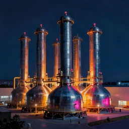 minimalist photograph of beautiful and gleaming carbon capture plant, detailed ambient lighting, hyper realistic, vibrant colors, cinematic lighting, modernist art style, digital art painting by Jordan Grimmer, cinematic, 35mm grain filter, artstation