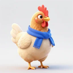 A chicken wearing a scarf,
