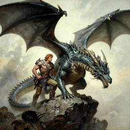dragon war by brom and nc wyeth, high detail