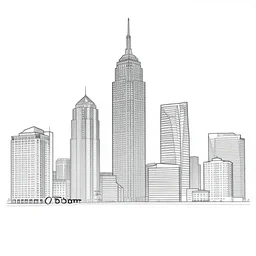 outline of a city skyline art by james o'barr, black and white illustration, vector