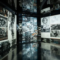 non linear movie experience, cinematic mirrors, multiple screens, plotlines interweaving, concept art, incredible masterpiece