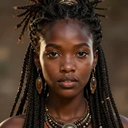 a beautiful Zulu princess, epic, epic lighting, character portrait, james gurney, character concept style trending on artstation, detailed face, concept art, detailed, octane render cinematic, photo-realistic, 8k, high detailed