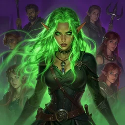 beautiful orc woman with glowing green hair, portrait, maya ali mage, gloomhaven, dynamic lighting, gaudy colors, octane render aesthetic, matte painting concept art, official fanart behance hd artstation by jesper ejsing, by rhads and makoto shinkai and lois van baarle and ilya kuvshinov and rossdraws