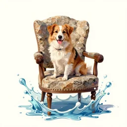 dog sitting on chair by Grace Liu hearthstone splash art