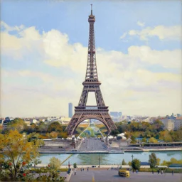 a painting of downtown paris france