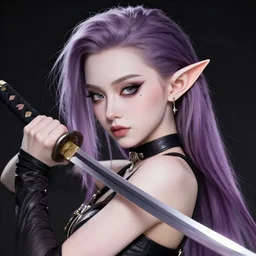grimes with elf ears, beautiful anime warrior, masterpiece by shikinami asuka langley, japanese anime art, incredible detail, pop star grimes, elf ears, katana