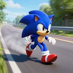 sonic racing down the highway