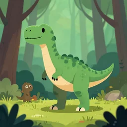 an illustration of a dinosaur k 0. 2 2 4 in the woods, trending on artstation, central composition, very cartoon, shape focus, high detailed, by anton fadeev