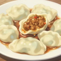 delicious and tasty chinese meat ravioli, animation, by makoto shinkai, digital art, illustrations