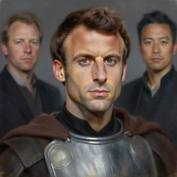 painting portrait of Emmanuel Macron dressed as Emperor Vitiate Valkorion in Star Wars, sharp focus, waist up, trending on ArtStation, masterpiece, by Greg Rutkowski, by Ross Tran, by Fenghua Zhong, octane, clear eyes, soft render, clear facial features, oil on canvas, moody lighting, cinematic, professional environment concept art