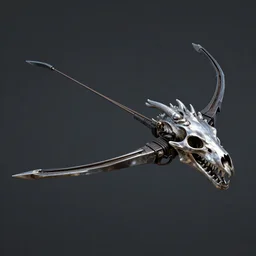 hand-crossbow with a silvery dragon skull at the front, digital art, trending on artstation