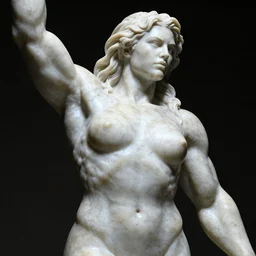 frank frazetta marble statue of female hulk, realistic, photo real, smooth, sharp, intricate detail, dramatic lighting