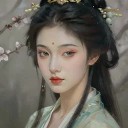 portrait of a graceful spring goddess, enigmatic beauty, esoteric, muted colors, head in focus, spring aesthetics, intricate details, elegant, highly detailed, hyperrealistic painting, artstation, concept art, painterly, sharp focus, illustration, by tina cassati