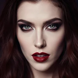 photo of beautiful vampire woman make eye contact