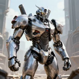 a futurecore boxing humanoid mecha in ruin city, bright, by real steel ( 2 0 1 1 ), sharp focus, eve venture, raymond swanland, cryengine, post apocalyptic, mechanical structure, unreal engine 5, 8 k realistic, hyper detailed, bright, background by greg rutkowski,, digital painting, concept art, dof, ray tracing, realistic shaded
