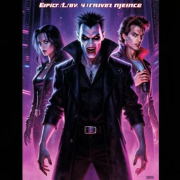 epic masterpiece 80s movies poster cyberpunk vampires, neon, atmospheric, photograph by Edgar Maxence and Ross Tran and Michael Whelan, boris vallejo, frank frazetta, mitch foust