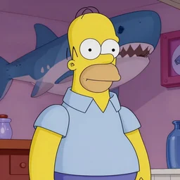 A cinematic film still of Homer Simpson in the movie JAWS.
