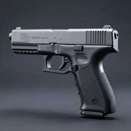 product photo of a futuristic glock handgun