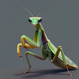 a portrait of a cybernetic mantis menacingly looking at the camera in the style of Picasso, trending on artstation, digital art.