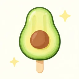 avocado popsicle, egg shape, illustrations