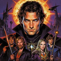 a vibrant illustration portrait of henry cavill as a necromancer with piercing eyes in a dark fantasy setting, dying earth, darksun, art by frank frazetta, artgerm, michael whelan, chris riddell, greg rutkowski