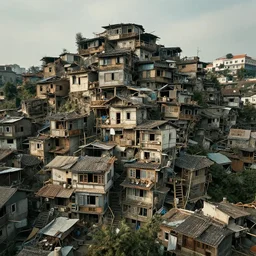 a 1 0 0 story slum house built up over 2 0 0 years. epic cinematic image
