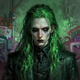 hyper detailed ultra sharp type o negative peter steele photorealistic sulking portrait, somber gothic aesthetic, masterpiece, elite, illustration, art by sachin teng, felix englund, organic matte painting, emerald color palette, hard edges, graffiti, street art 8 k