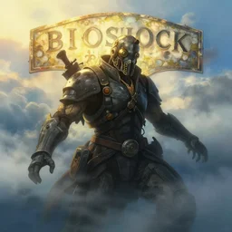 a painting of a rapture from bioshock by studio ghibli, golden hour, dreamy, misty, cool, detailed