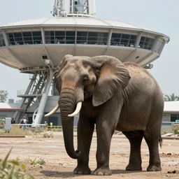 photo of elephant on the background of mos eisley space port, 5 0 mm, beautiful photo