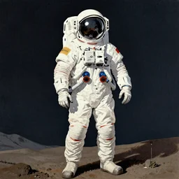 astronaut full body portrait, Vintage Magazine Illustration