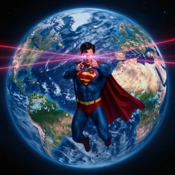 a guy who shoots lasers out of his eyes, not superman, in the center of the earth