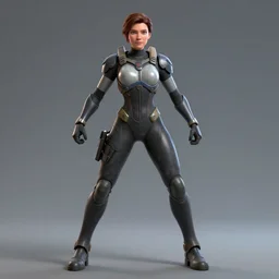 hyper detailed ultra sharp full body character portrait of a woman in power armor, rubber suit, action pose, cinematic lighting, good value control, realistically proportioned face, photorealistic eyes, smooth, 3 d animation, cgi, cgi animation, realistic shading, painted texture maps, substance painter, john singer sargent, in the style of studio fortiche