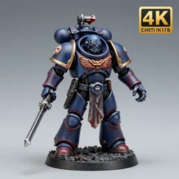 8 0 mm resin detailed miniature of a warhammer 4 0 k space marine grim reaper, bloody, product introduction photos, 4 k, full body,
