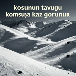 komsunun tavugu komsuya kaz gorunur, in the style of propaganda poster