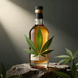 whisky ad, cannabis leaf, render octane trending pinterest