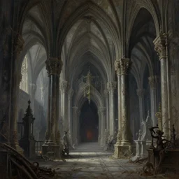 beautiful detailed dramatic fantasy painting of an alternate baroque gothic world in another reality, arches, archways madness