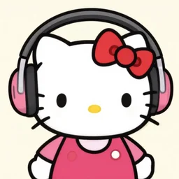 hello kitty wearing big headphones | digital art