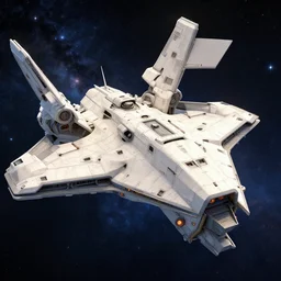 epic professional digital art of angular pale white starship with complex blocky structure, large thing antennae struts, starfield background, hamish frater, jim burns, wayne barlowe, unreal engine 6 maya render, octane, hd, 4 k