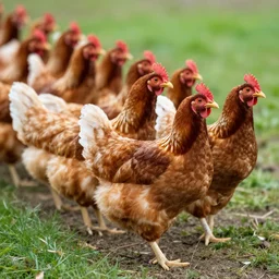 chickens marching in formation