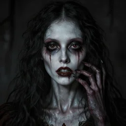 hyperrealistic detailed scary creepy horrific beauty gothic portrait of fear in artnouveau style darksharp focus by anne stoke