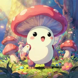a vibrant emotional animation key shot of cute biomechanical fungi cyborg, studio ghibli, pixar and disney animation, sharp, disney concept art maximalist splatter paint illustration by shinji kimura and alphonse mucha and alena aenami, pastel color palette, bloom!!, dramatic lighting