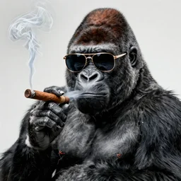 cool gorilla wearing sunglasses and smoking a cigar