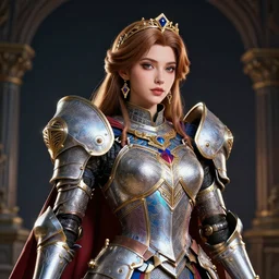 studio portrait of lawful good colourful female saint mecha paladin absurdly beautiful, elegant, young sexy elegant woman, hyper realistic detailed bust illustration by kim jung gi, iraqlinadar, intricate lines, sharp focus, vivid colors, matte, octopath voyager, final fantasy, unreal engine highly rendered, global illumination, radiant light, intricate environments
